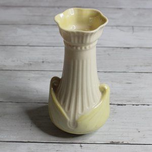 Belleek Vintage Vase Yellow Luster Fluted Flower